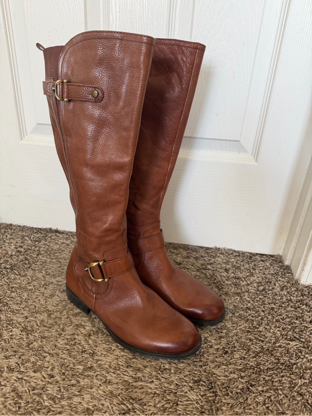 Naturalizer N5- Comfort Brown-Leather Wide Shaft Knee High Riding Boots EXCELLEN